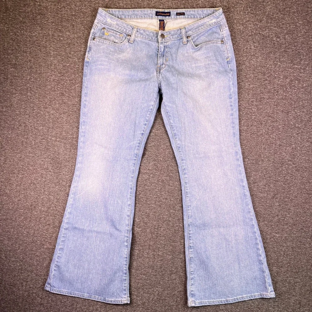 Aeropostale Flare Jeans Womens 13/14S Light Wash Low-Rise Stretch Y2K Fit35x30.5